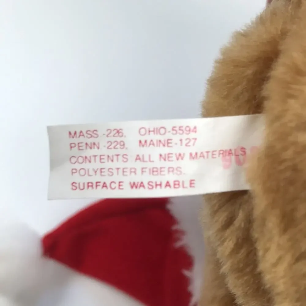 Vtg 1989 American Greetings Honeylove Bear Plush 8'' Stuffed Santa Hat Bow Toy